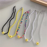 summer colorful beaded necklace white smiley yellow plastic black elegant transparent for friends party girls womens jewelry