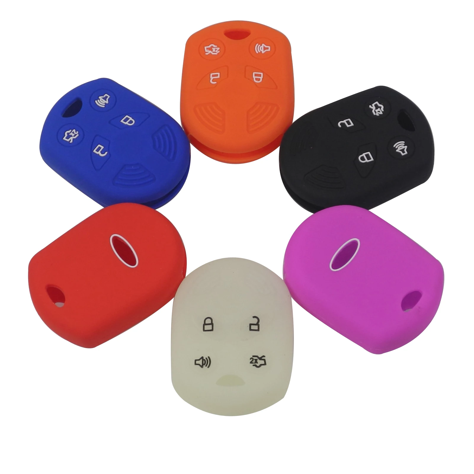 

Kutery 4BTN Silicone Colorful Remote Key Case For Ford Flex F150 F250 F350 F450 Explorer Edge Mustang Expedition Taurus Protect