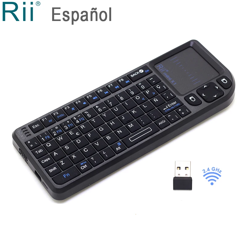 Беспроводная клавиатура Rii Mini X1 испанская мини Espanol Воздушная мышь с тачпадом для
