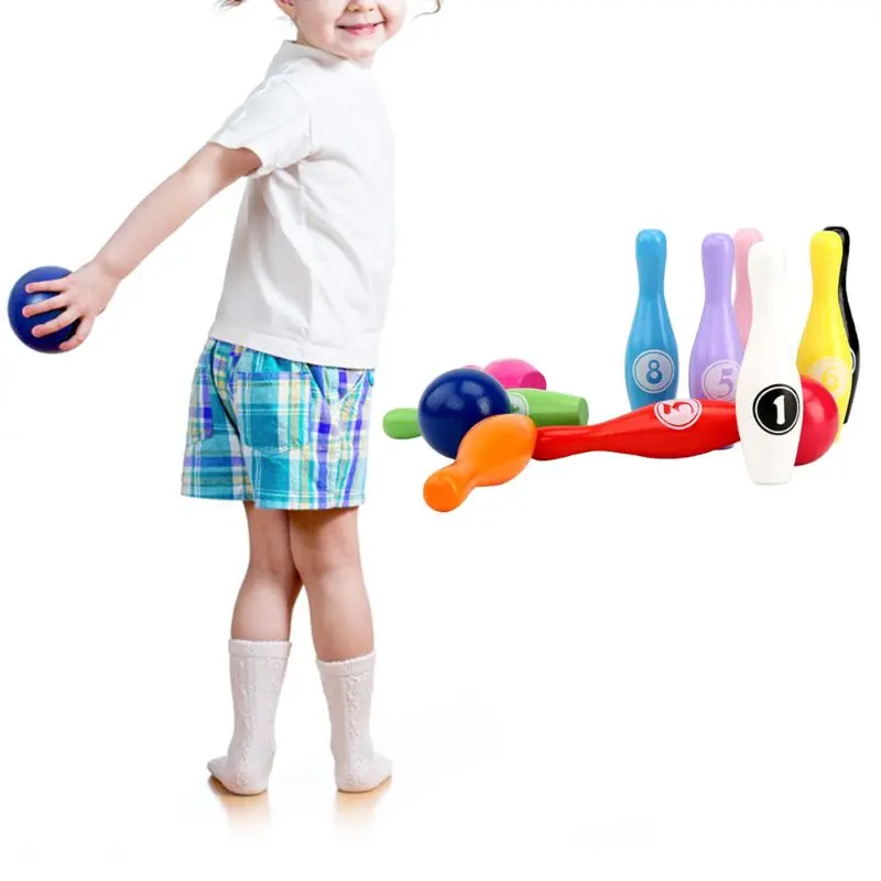12 шт./компл. Набор для боулинга деревянного цвета 10 контактов 2 мяча игра детей в