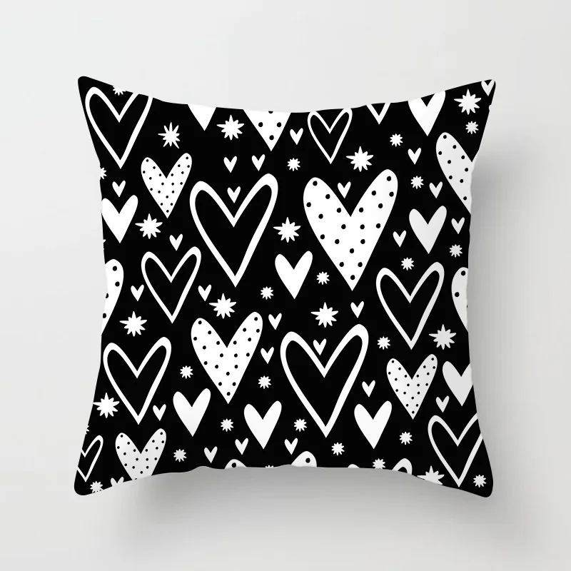 

Black and White Geometric Decorative Pillowcases Polyester Throw Pillow Case Striped Geometric Cushion Cover Pillow Cover