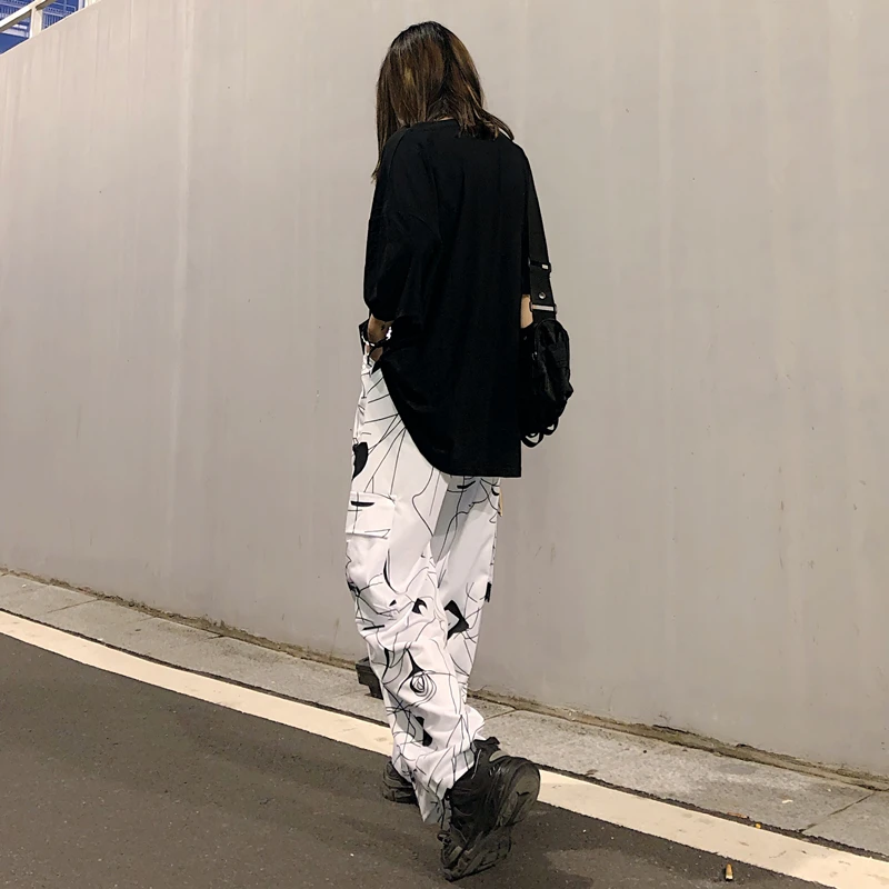 Женские широкие брюки с принтом OCEANLOVE Harajuku свободные высокой талией в японском