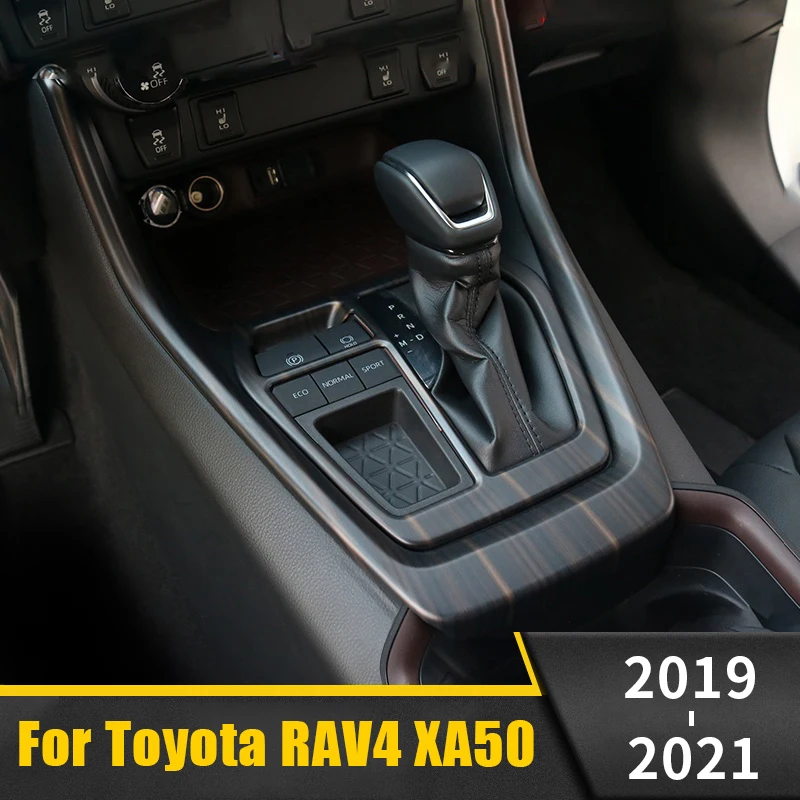 

For Toyota RAV4 RAV 4 XA50 2019 2020 2021 ABS Wood Grain Car Gear Shift Panel Interior Protector Cover Trim Sticker Accessories