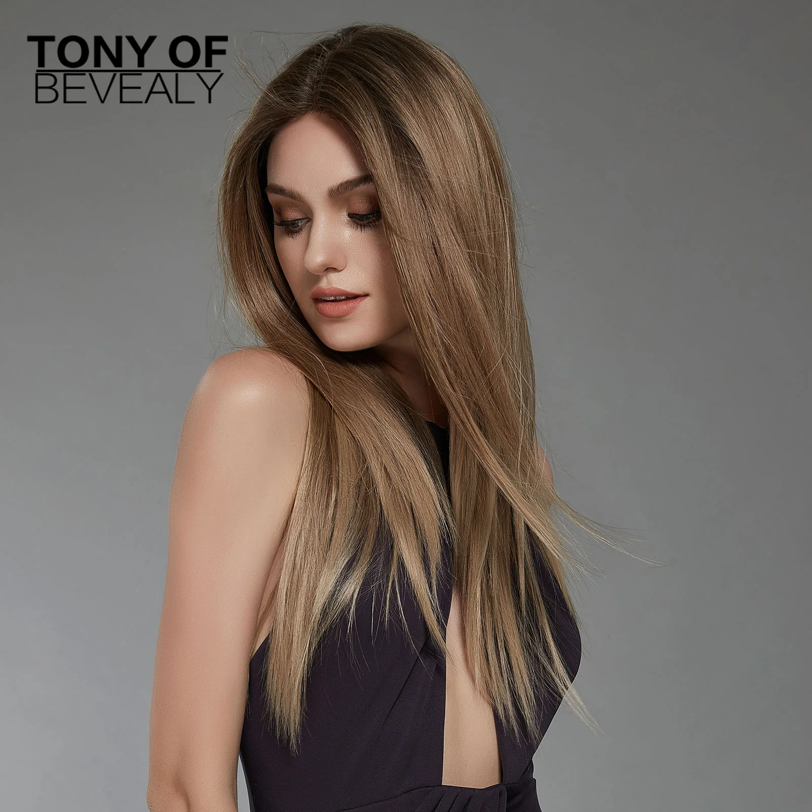 Кружевные передние парики длинные прямые светлые синтетические средняя часть