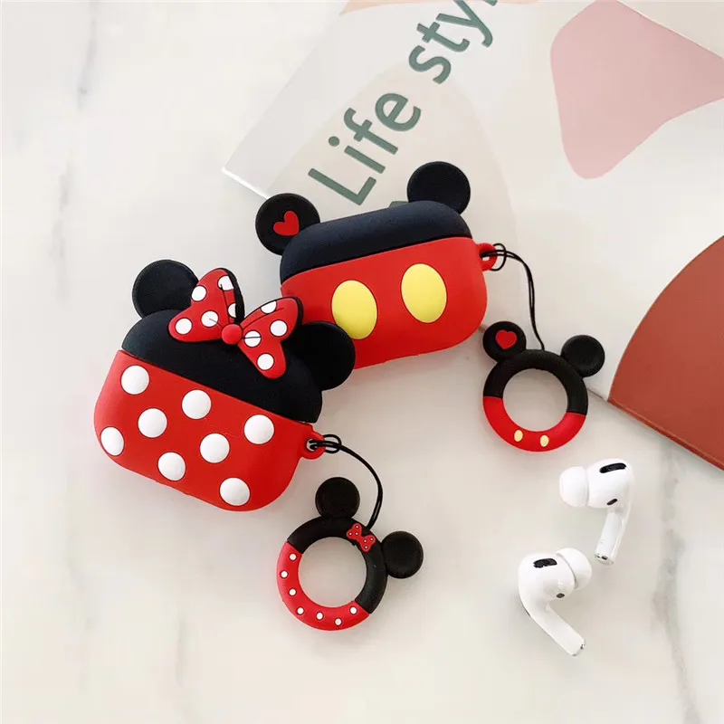 Милый чехол для наушников AirPods Pro с мультяшным рисунком Apple 3 сумки защитный крючок