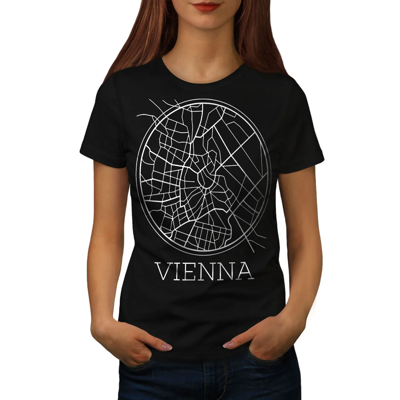 Модная женская футболка с принтом Карта города вены Повседневная город|Футболки|