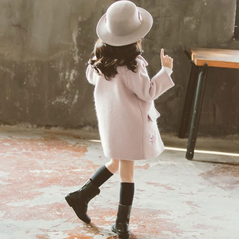 Клетчатый тренчкот для девочек Детское пальто очень толстая теплая шерстяная