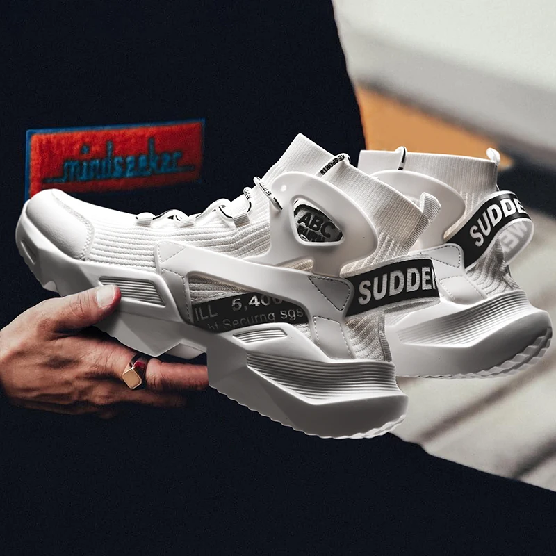 Running Shoes For Men High Top Sock Sneakers Men Chunky Dad Shoes Jogging Trainers Breathable Sports Comfortable Walking Shoes