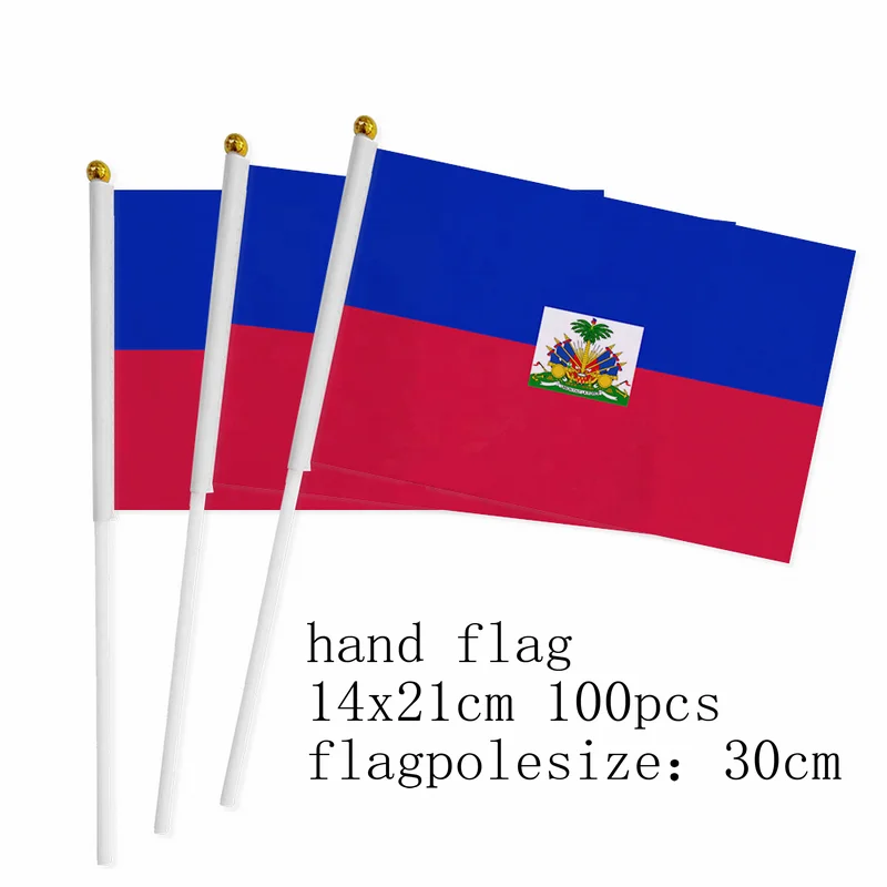 Zwjflagshow haitйский флаг 14*21 см 100 шт. маленький из полиэстера для украшения с