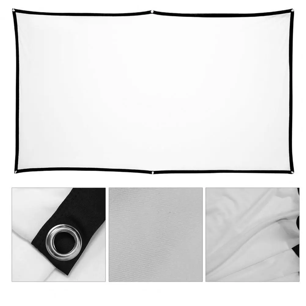 

Soft 16: 9 Projection Screen Cloth 4K 3D HD Projector Movie Outdoor Screen 60/72/84/100/120/150 inch Foldable for Home Camping