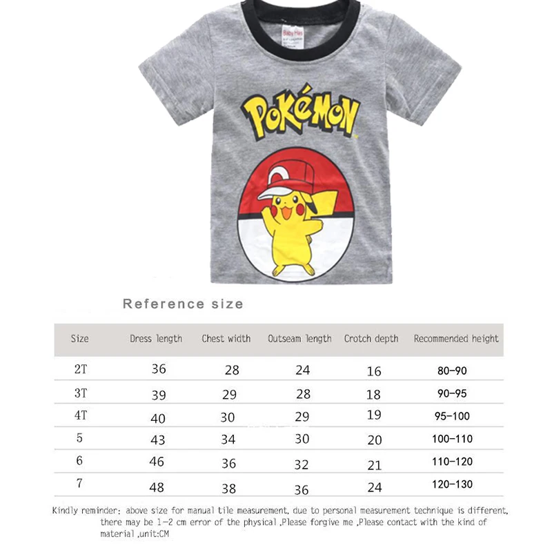 Летняя футболка с покемоном Детское пальто шорты Повседневная Домашняя одежда