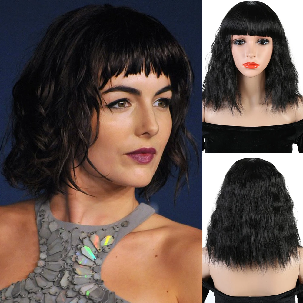 XUANGUANG Synthetic Wigs Medium Curly with Bangs Heat Resistant Cosplay Wig for Black Women Blond | Шиньоны и парики