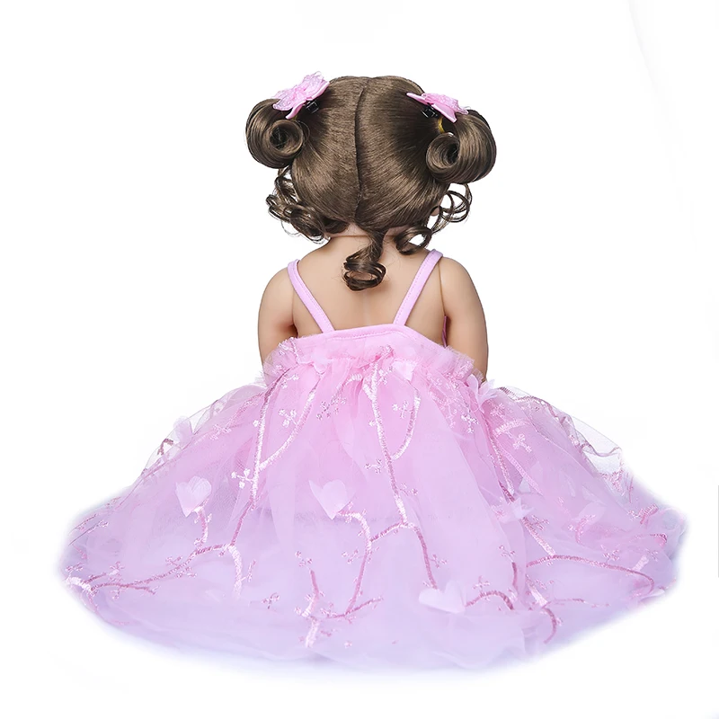 

55CM original NPK reborn baby toddler girl princess doll in pink skirt lifelike very soft full body silicone doll bath toy