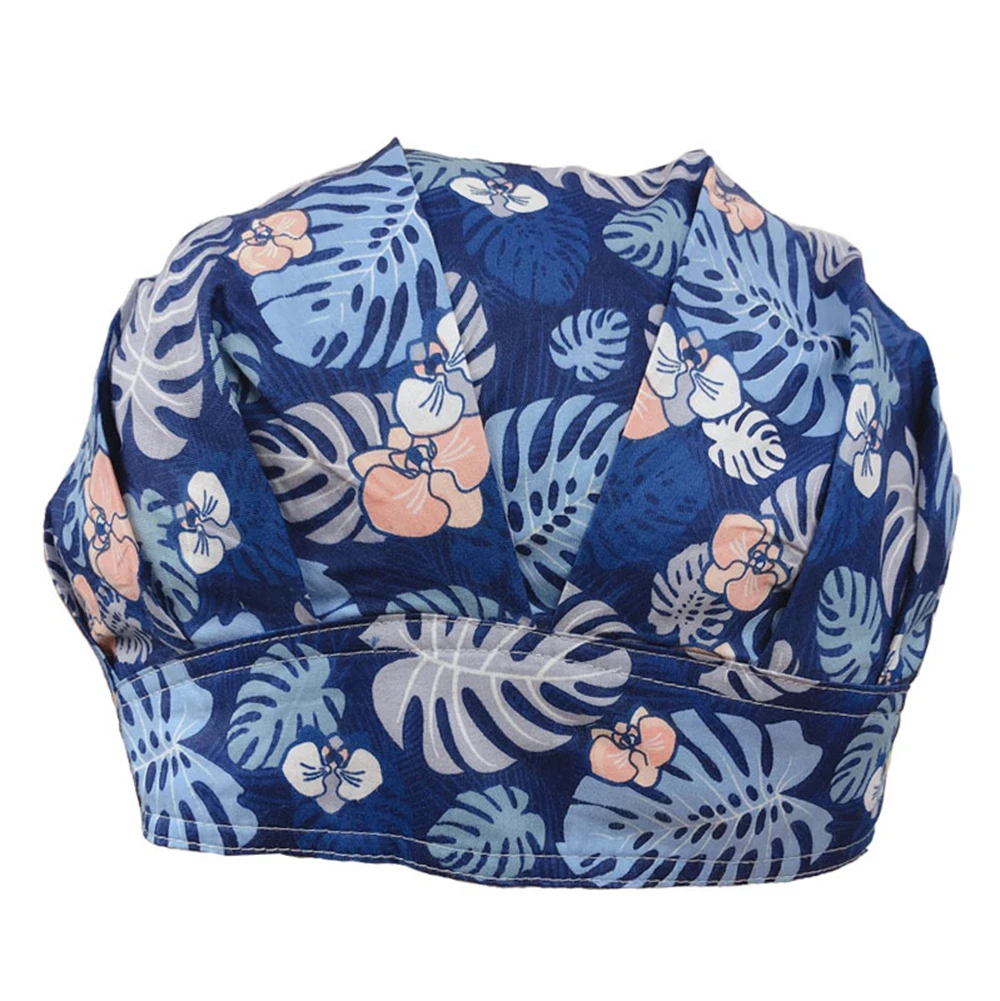 Chef Waiter Food Service Kitchen Caps Cartoon Flower Printing Work Hat Wholesale Unisex Pet Hats Dental Dust-proof Baking Cap |