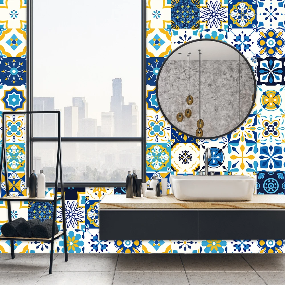 

10/15/20/30cm Retro PVC Wall Stickers Home Decor For Kitchen Table Bathroom Floor Art Mural Self-adhesive Non-slip Diy Wallpaper