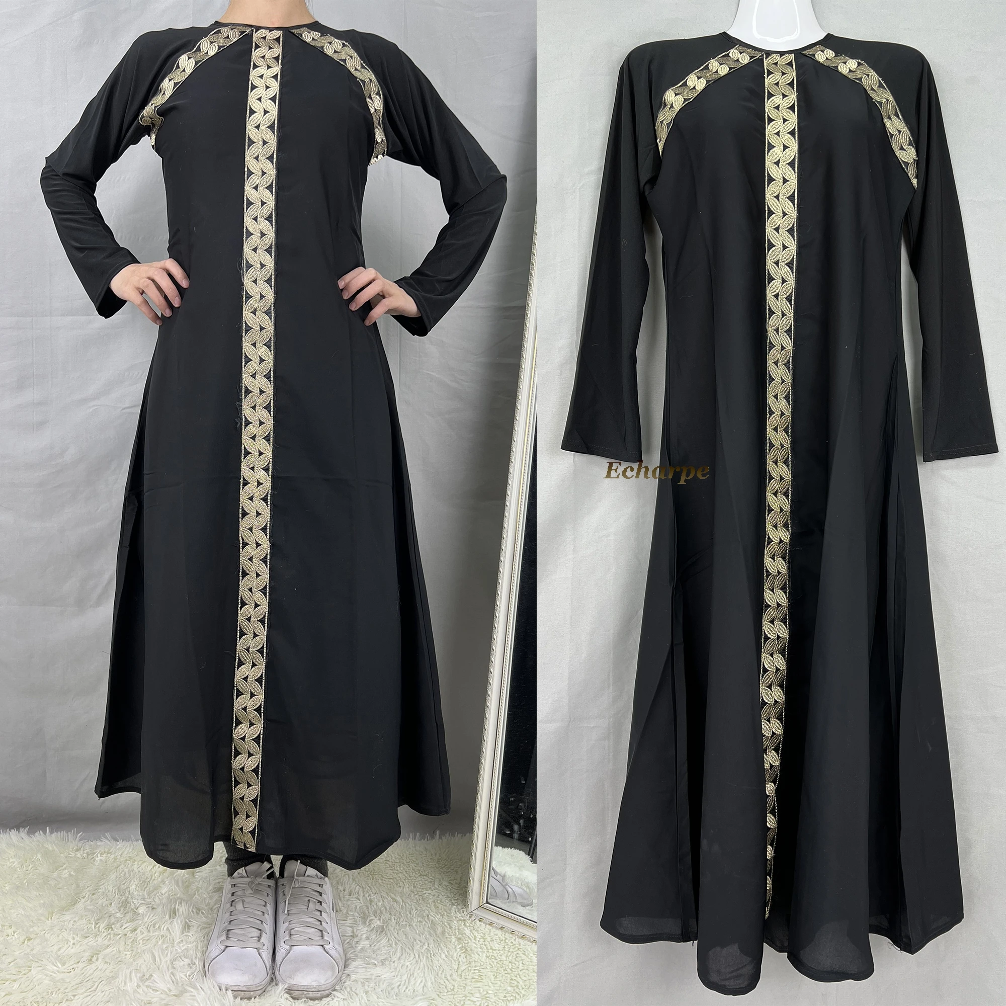 

Children Girls Muslim Prayer Dress Hijab Abaya Ramadan Black Islamic Modesty Outfits Arab Kids Jilbab Kaftan Long Robe ED132