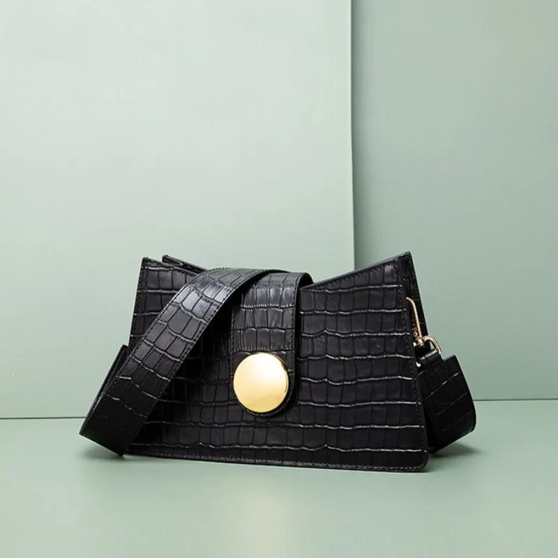 

Fashion 2021 New Crocodile Pattern Women Baguette Bag Vintage Leather Crossbody Bags Red Party Office Shoulder Bag Small Handbag