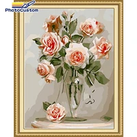 photocustom diy frame painting by numbers flowers 60x75cm drawing by numbers hand on canvas for adult 4050cm art home decor