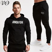 jogger fitness mens sportswear cotton suit streetwear casual mens clothing fitness pullover hoodie plus mens trousers