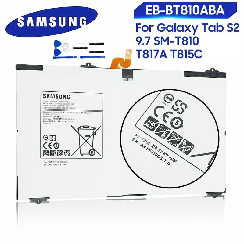 Оригинальная сменная батарея Samsung для Galaxy Tab S2 9 7 T815C T813 T815 T819C стандартная