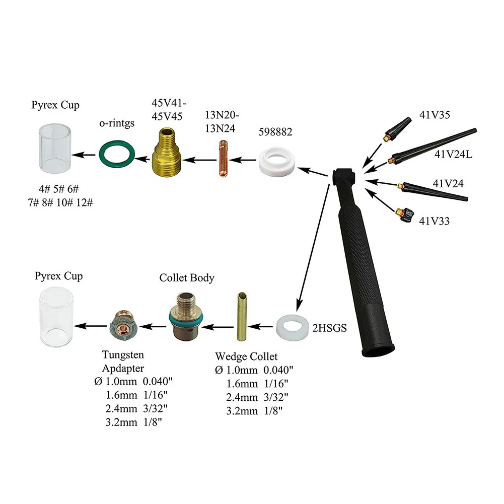 

39pcs Welding Kits Accessories Argon Arc Welding Gun For Db Sr Wp 9 20 25