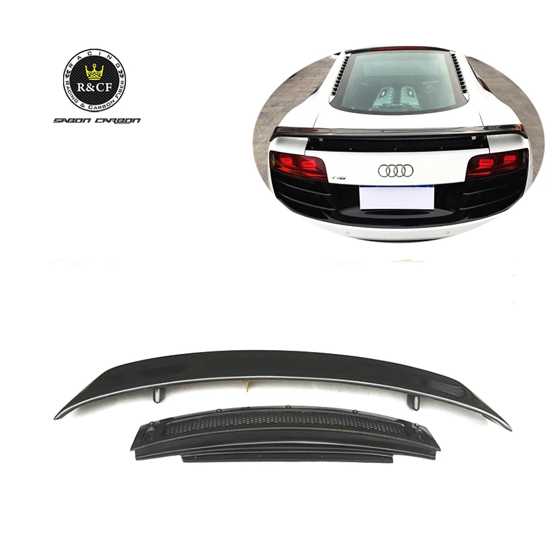 

10-15 For Aud R8 V8 V10 COUPE GT style carbon fiber rear spoiler GT wing with base panel plate