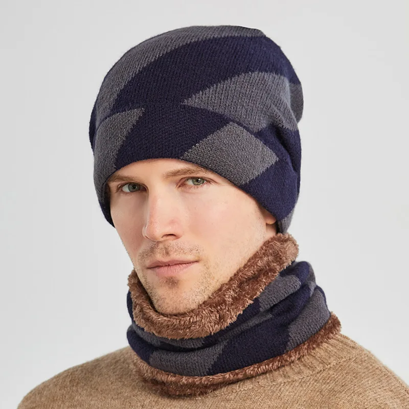 

Мужская шапка, шарф, зимний флисовый теплый полосатый толстый осенний спортивный аксессуар для катания на лыжах для подростков