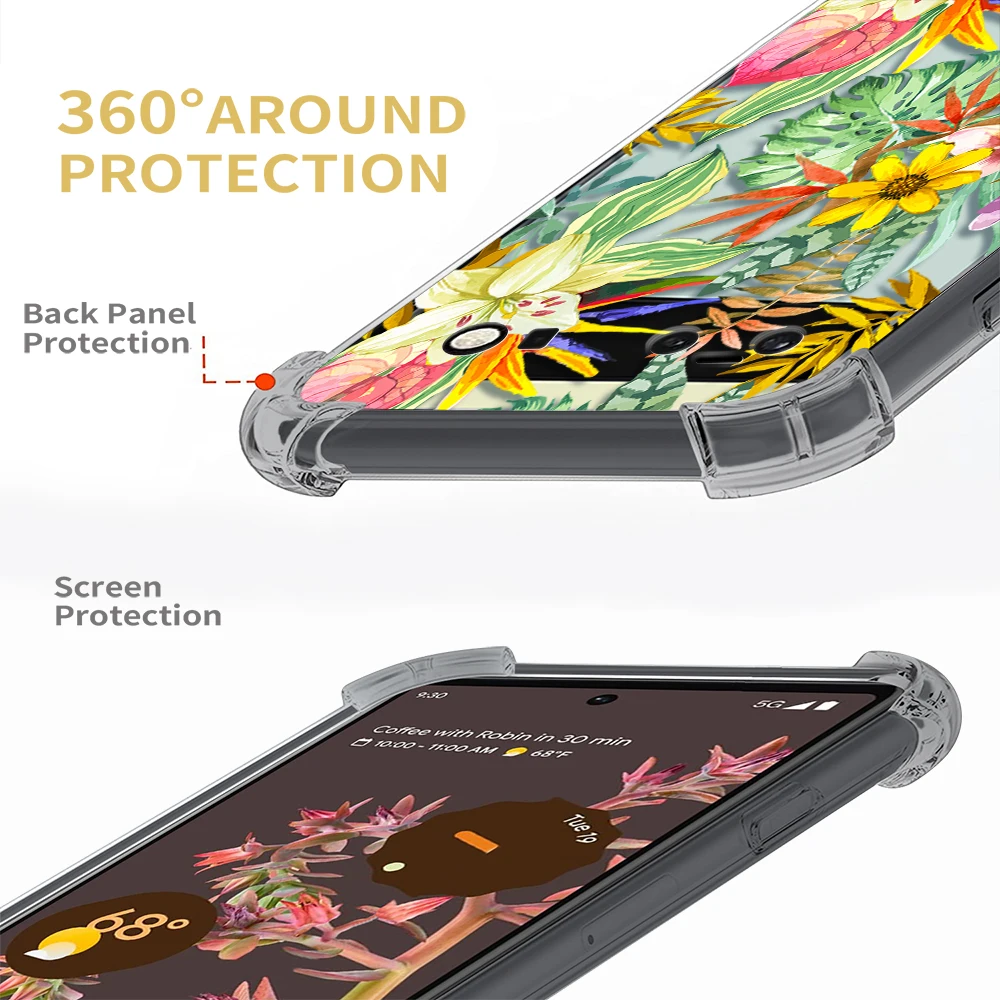 Защитный Мягкий чехол с цветами для Google Pixel 6 противоударный / Pro Pixel6 6pro | Мобильные