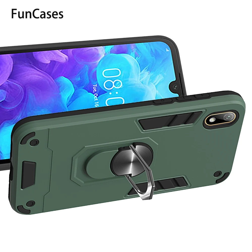 Metal Finger Ring Holder Hard PC Case For Huawei Y5 2018 Fundas Cell Cases Huawei Y5 Prime 2018 Russia Honor 7A Honor 7S 2019