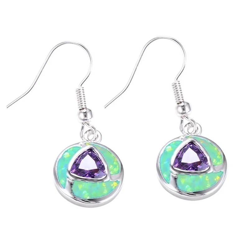 

Elegant Round Geometric Pendant Dangle Earrings For Women Accessories Charm Zircon Earrings Female Wedding Gift