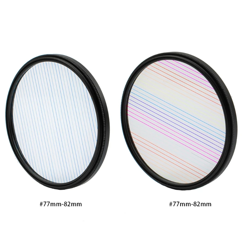 

L41E Rainbow/Blue Streaks Effect Filter - 77/82mm Circular Lens Flare Filter Brushed Widescreen Movie Special Effects Filter