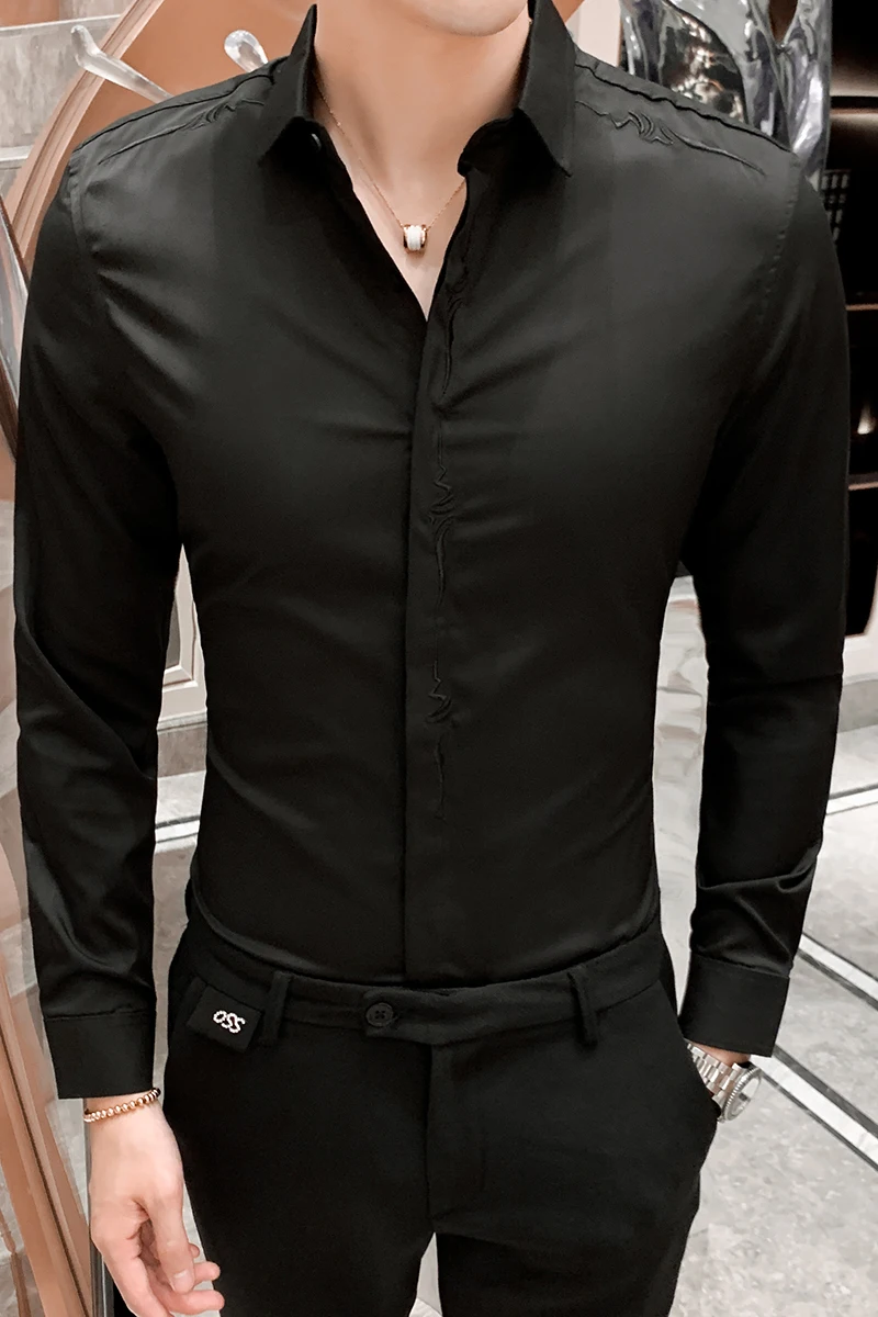 Горячая продажа черная рубашка мужская осенне зимняя высококачественная