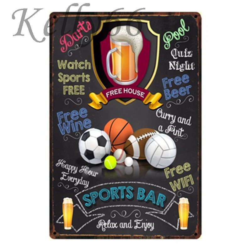 

[ Kelly66 ] Sport Bar Tin sign Poster Home Decor Pub Wall Metal Painting 20*30 CM Size y-1006