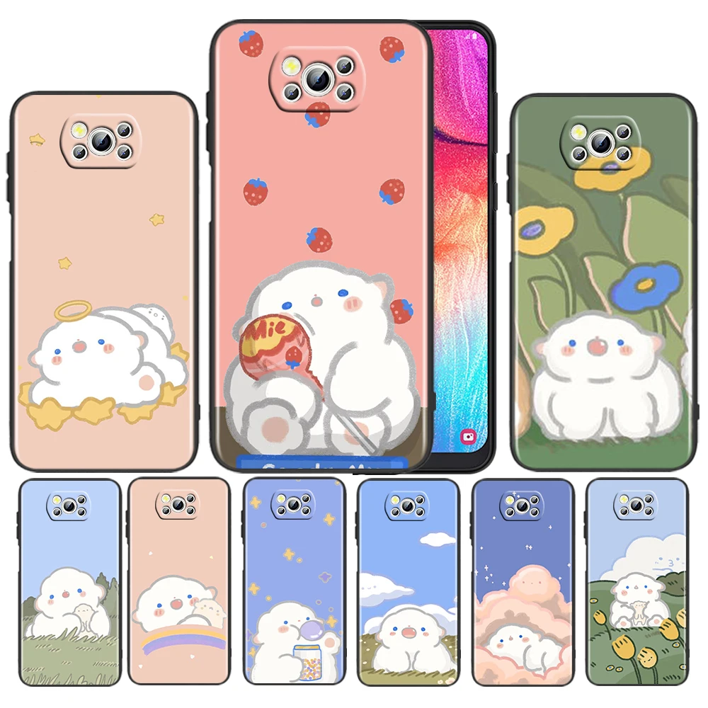 

Cartoon Sheep Cute Kawaii For Xiaomi Poco Civi X3 F3 GT M3 C3 M2 F2 F1 X2 Pro 6X 5X A2 MIX3 Silicone Black Phone Case Cover