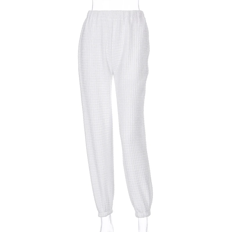 White trouser Hugcitar с высокой талией повседневное свободная брюки карго осень зима Женская мода уличная одежда штаны - Цвет: White trouser