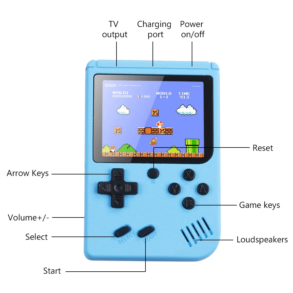 

400 In 1 Handheld Games Console 8 Bit Retro Video Game Player 3.0 Inch Mini Pocket Gamepad Support Two Players For Kids Gift