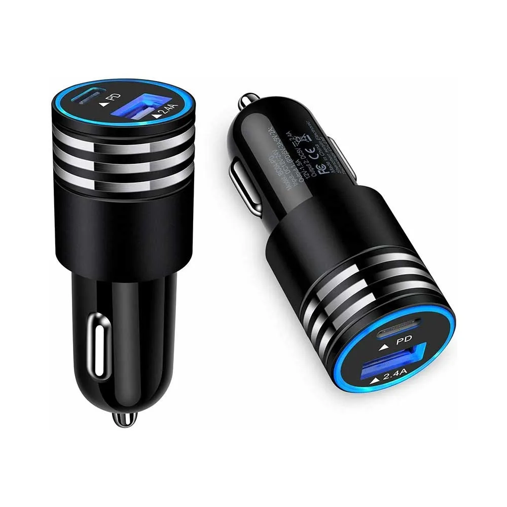 

100% совершенно новое быстрое автомобильное зарядное устройство USB-порт и Тип C для смартфона