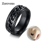 Новинка, модное кольцо KOtik 8 мм, Крутое черное кольцо для мужчин, текстура шин, поворотные Звенья из нержавеющей стали, мужское кольцо в стиле панк