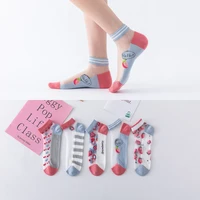 japanese style thin socks summer fruit series strawberry stripe mesh cartoon glass silk female socks cute womens cotton socks