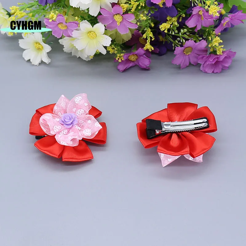 Оптовая продажа новые милые заколки для волос из шелковой ленты девочек