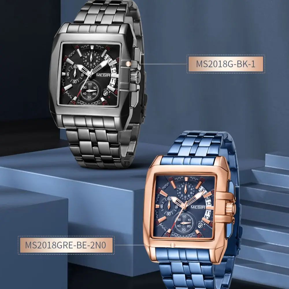 Часы Megir Мужские кварцевые с хронографом роскошные деловые водонепроницаемые