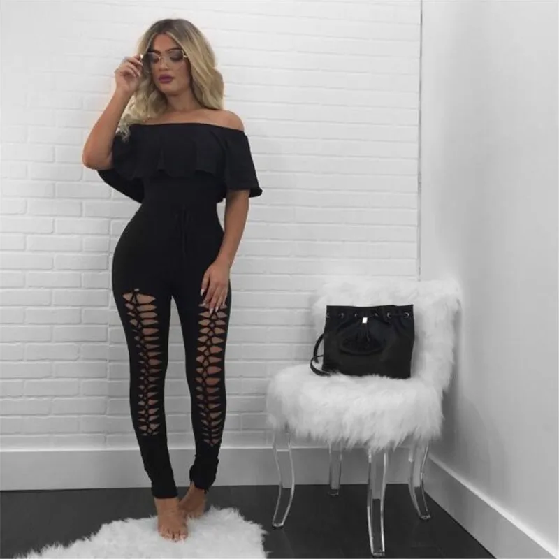 2020 Женский Летний комбинезон с вырезами Модный женский офивечерние вечерний
