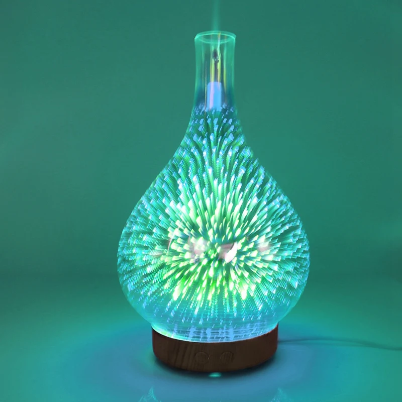 

3D Firework Glass Vase Shape Air Humidifier with 7 Color Led Night Light Aroma Essential Oil Diffuser Mist Maker Ultrasonic