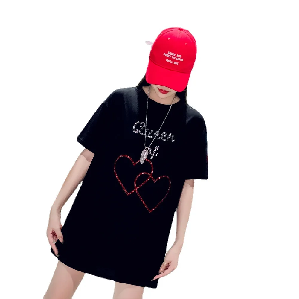 

2021 Summer New European and American Style Street Fashion Medium and Long Size Fashion Short Sleeve Women's T-shirt