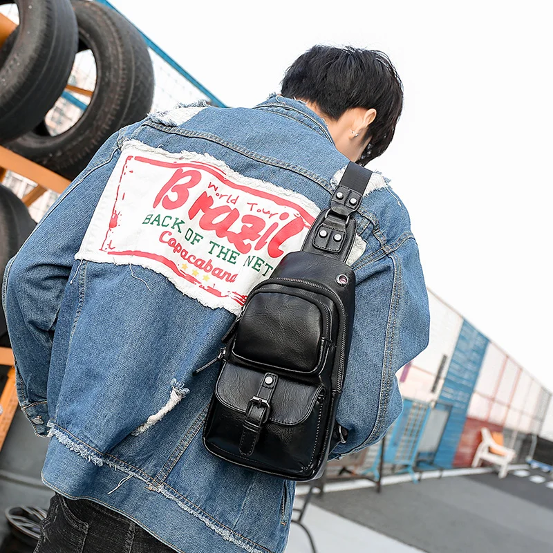 

Brand Man Chest Pack Leather PU Sling Shoulder Crossbody Bags Fashion Male Messenger Chest Bag Business Handbag Rucksack Mochila