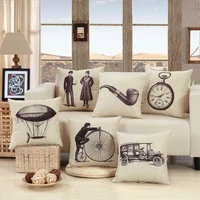 45x45cm vintage retro printed cotton linen cushion cover living room sofa throw pillowcase home decor