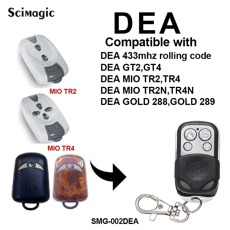 for DEA GT2 GT4 DEA MIO TR2 TR4 433mhz Garage Remote Control DEA Gate Door Openner Command Rolling Code 433.92MHz Keychain