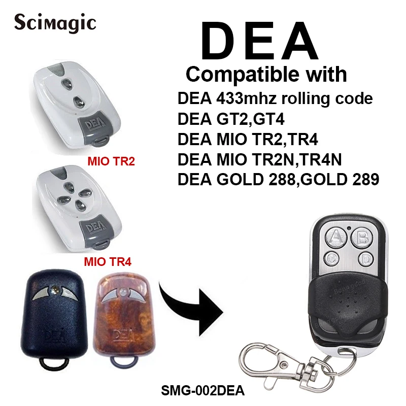 

for DEA GT2 GT4 DEA MIO TR2 TR4 433mhz Garage Remote Control DEA Gate Door Openner Command Rolling Code 433.92MHz Keychain