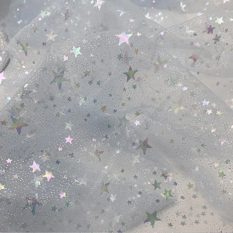 Блестящая мягкая Тюлевая сетчатая ткань 150x100 см кружевная с разноцветным принтом