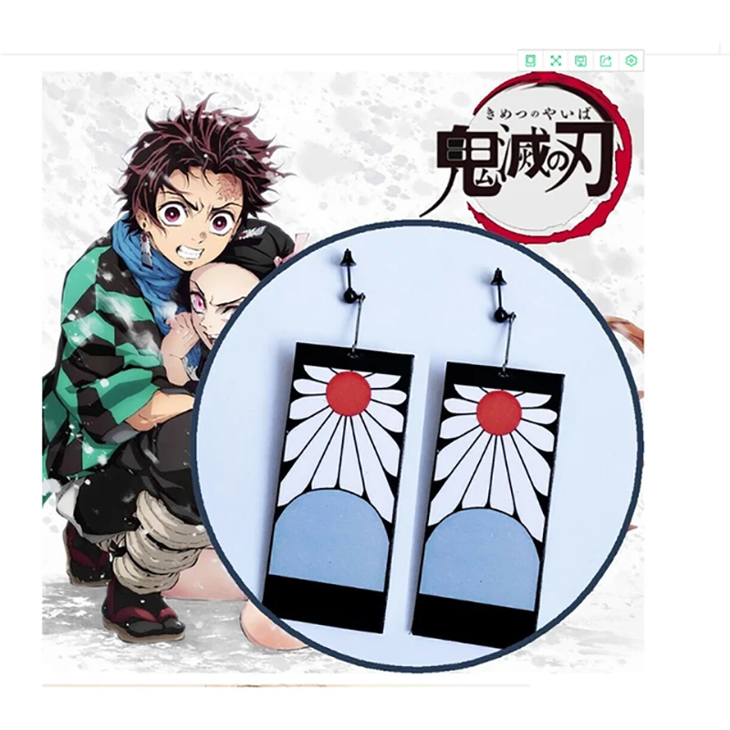 

Japanese Anime Demon Slayer Kimetsu No Yaiba Earring Jewelry Cool Acrylic Pendant Cosplay Prop Long Eardrop Cute Party Accessory